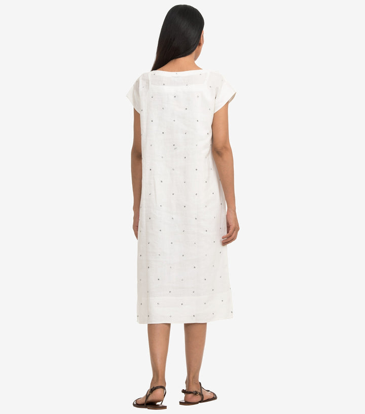 White embroidered linen dress