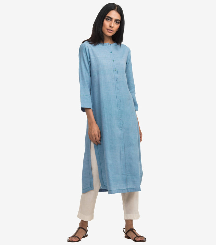 Sky blue khadi kurta