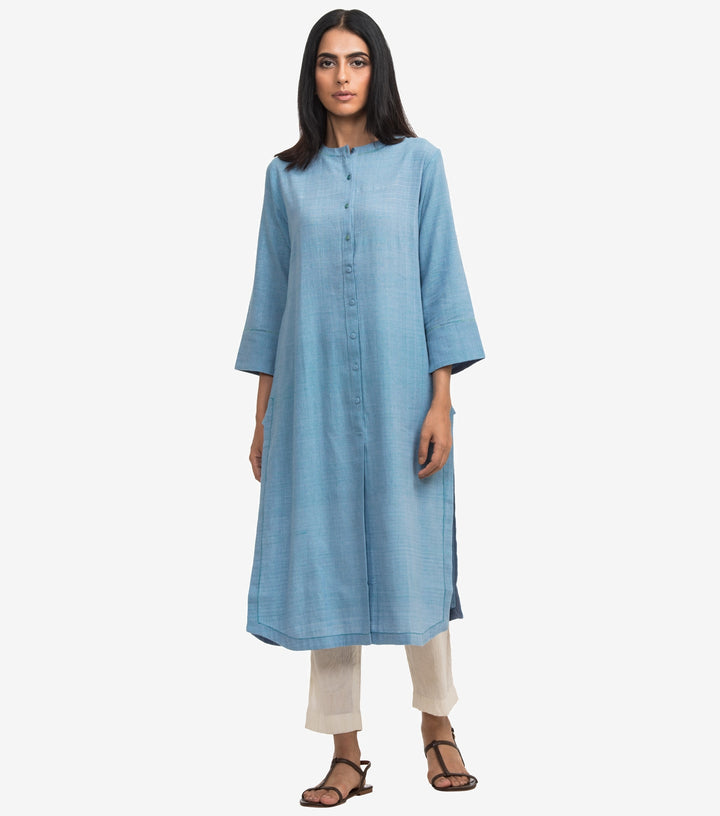 Sky blue khadi kurta