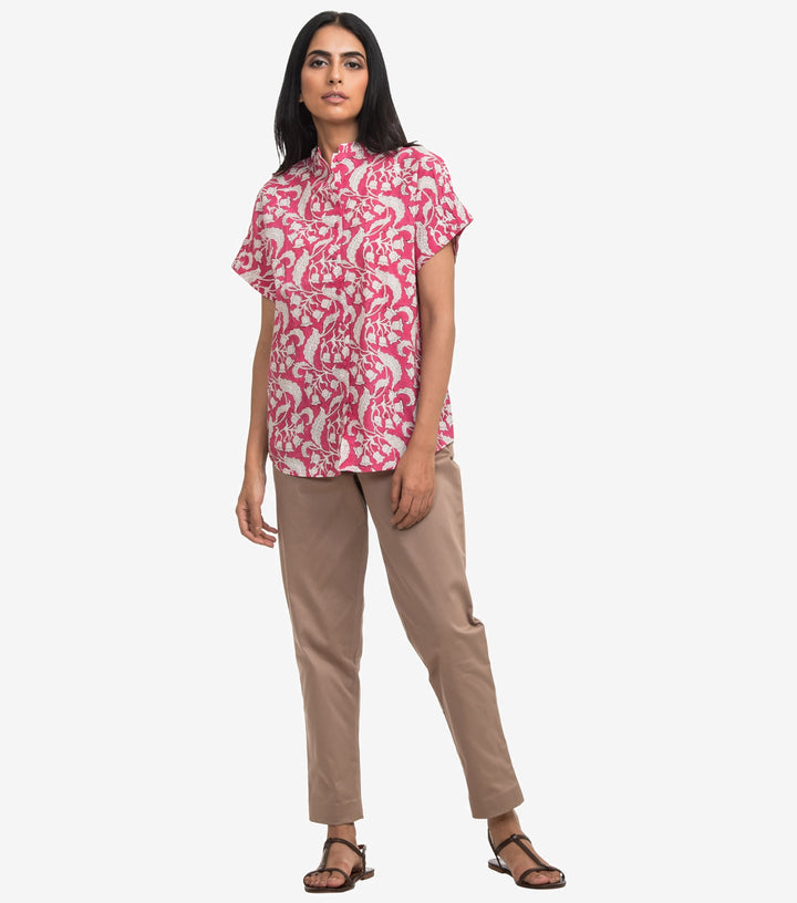 Pink printed cotton shirt