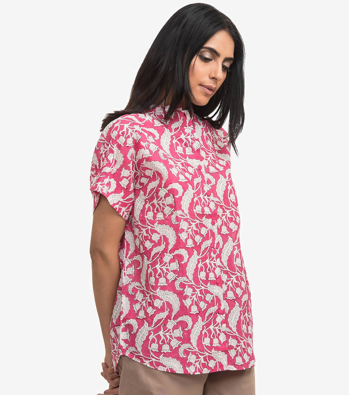 Pink printed cotton shirt