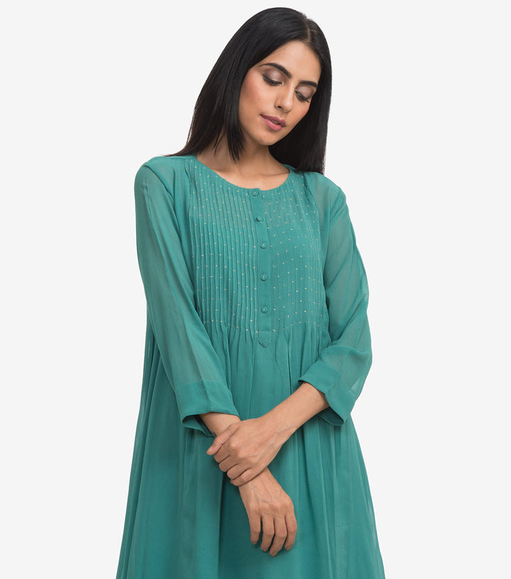 Sea green georgette dress