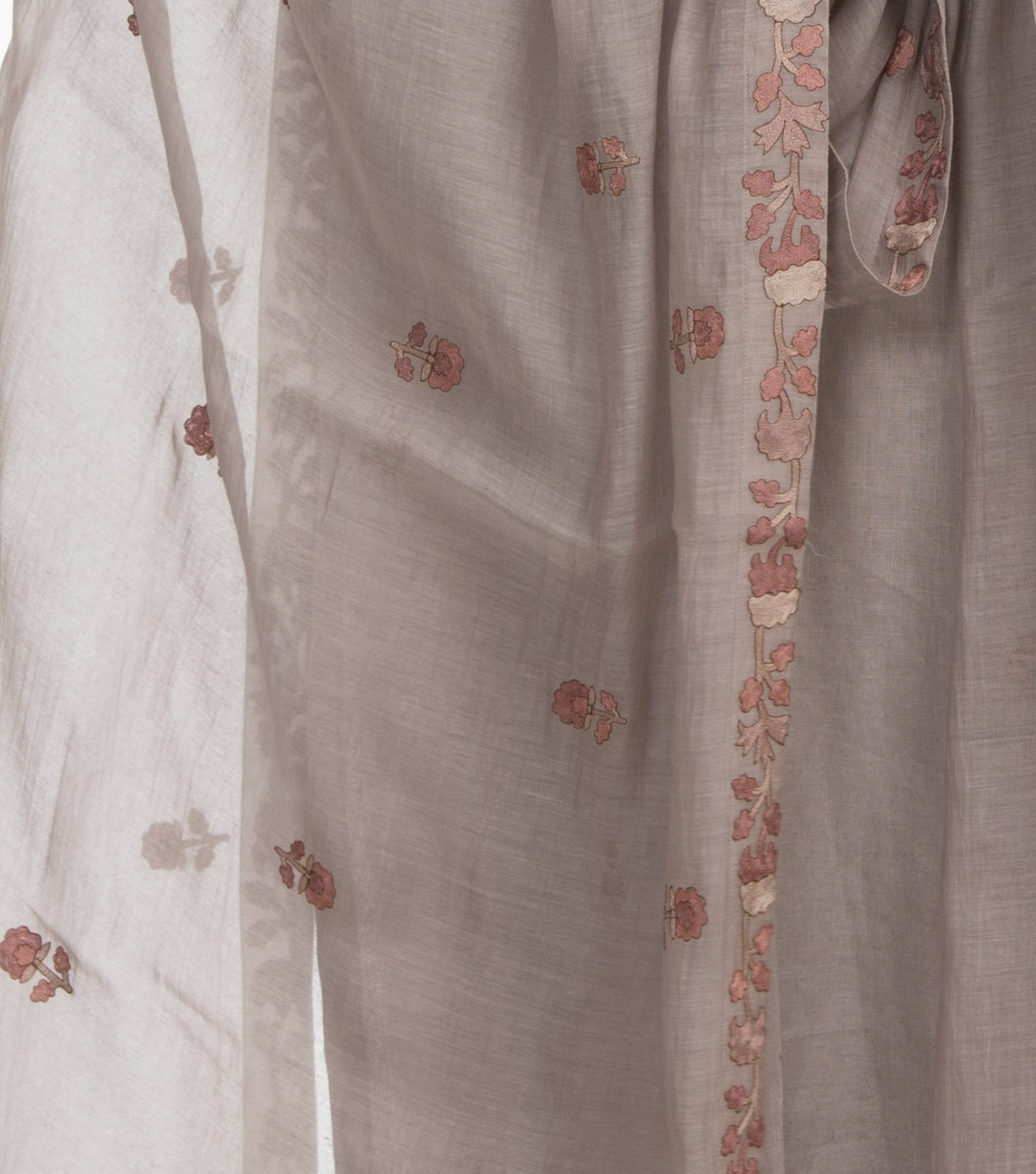 Grey chanderi embroidered  dupatta