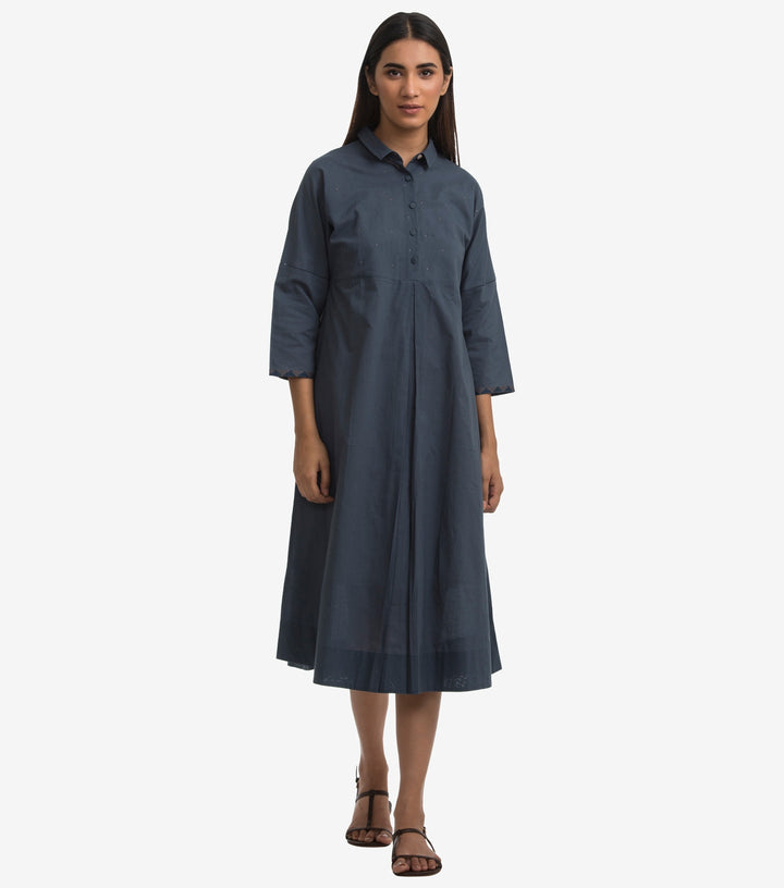 Blue Cotton poplin Shirt dress