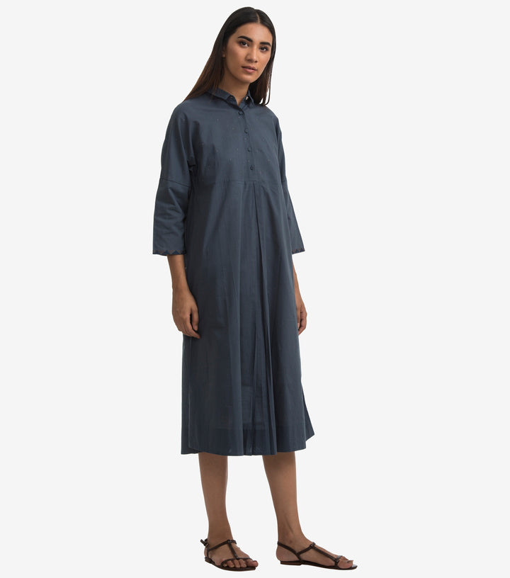 Blue Cotton poplin Shirt dress