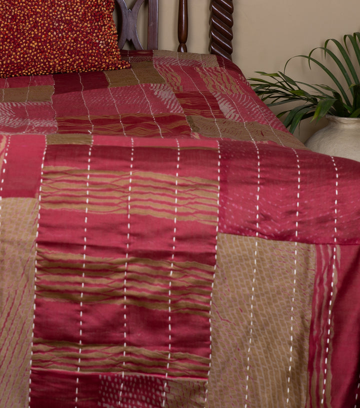 Maroon Silk Bedcover