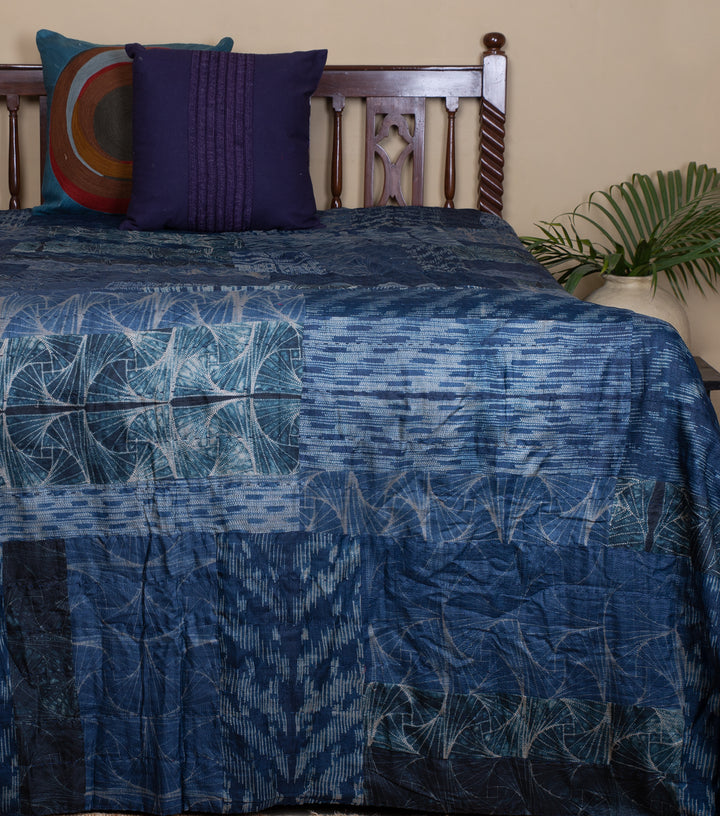 Navy Silk Bedcover