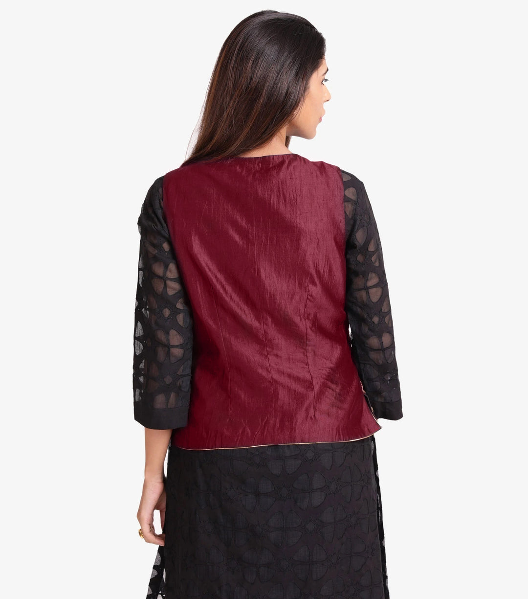 Maroon Hand Embroidered Jacket