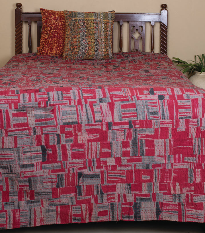 Red Khadi Bedcover