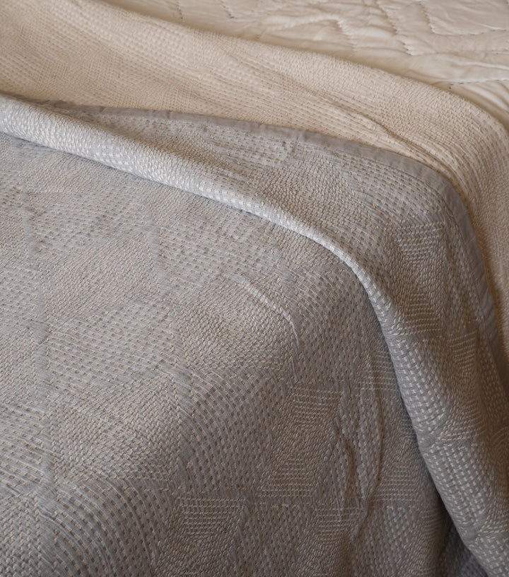 Grey Handwoven Cotton Bedcover