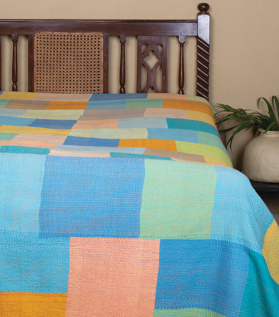 Multicolor Kantha Cotton Bedcover