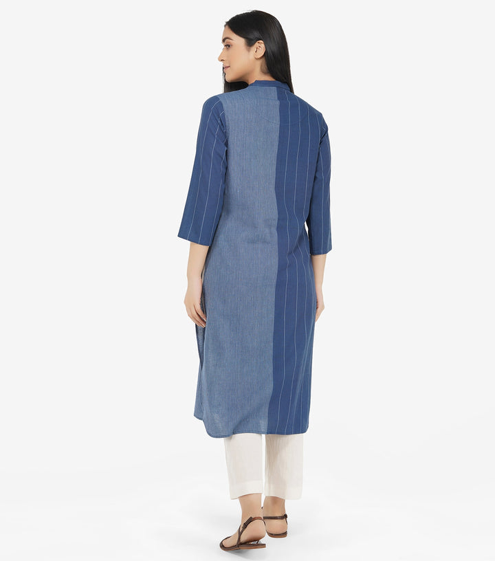 Blue khadi kurta