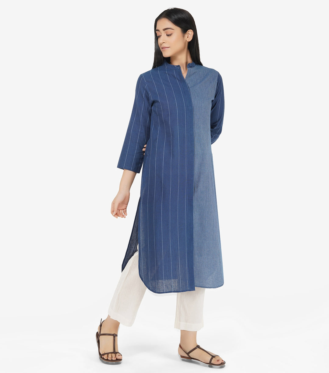 Blue khadi kurta