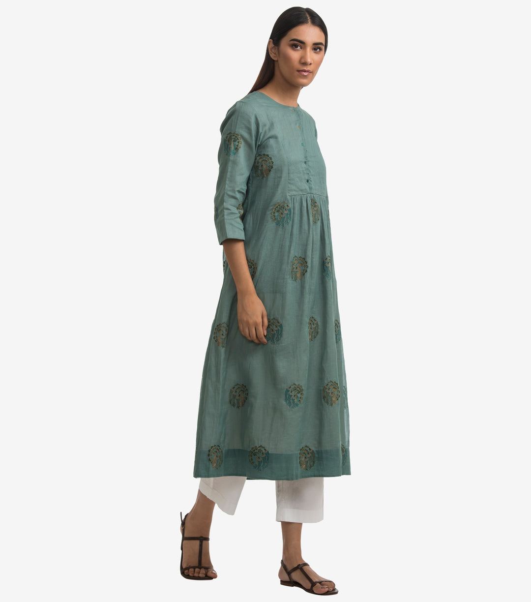 Green cotton kurta