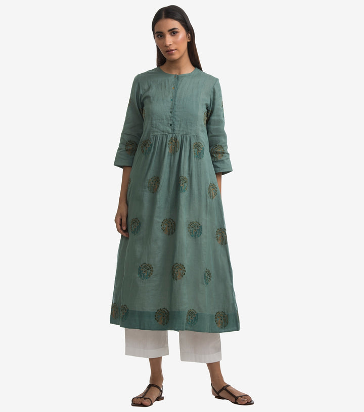 Green cotton kurta