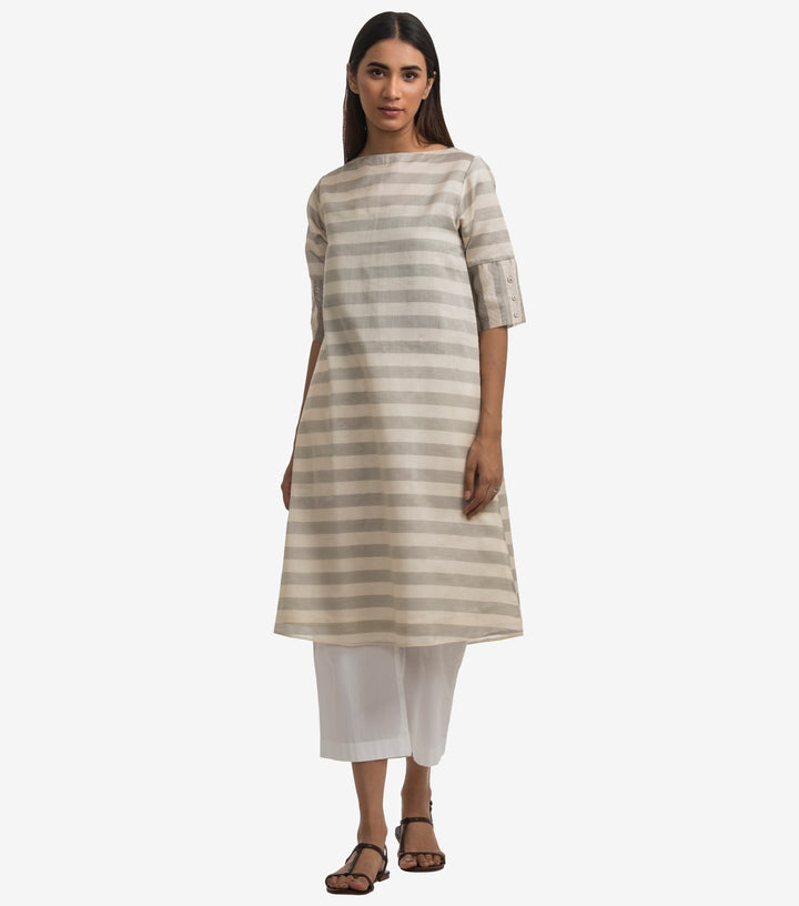 Natural Striped Chanderi Kurta