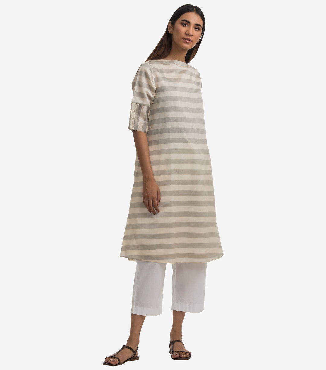 Natural Striped Chanderi Kurta