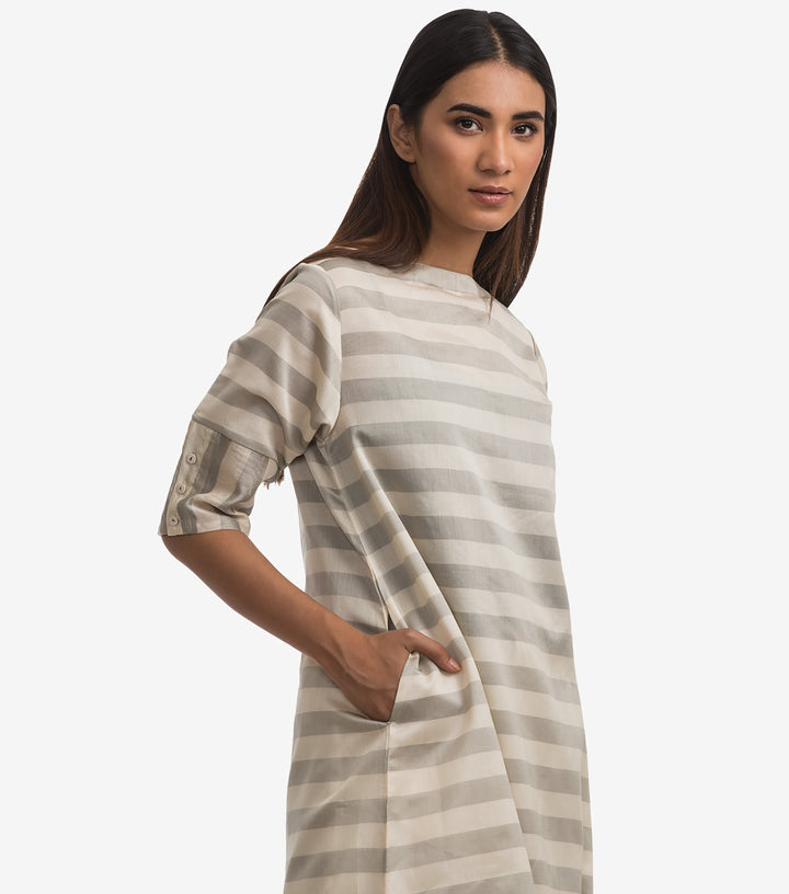 Natural Striped Chanderi Kurta