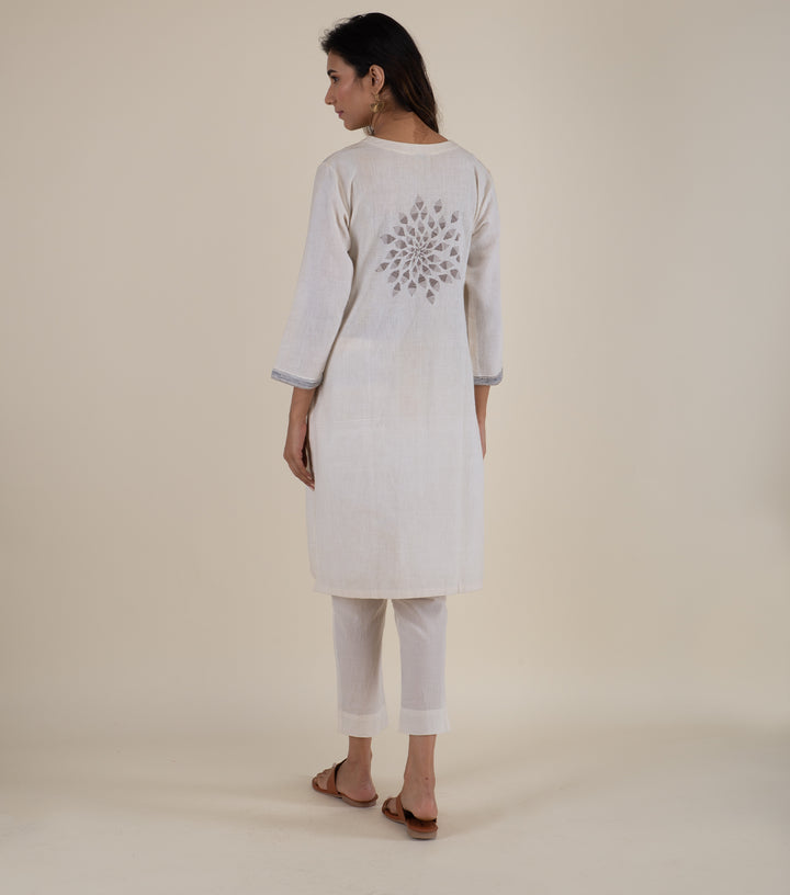 Ivory Cotton Linen Kurta