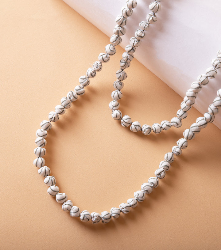 White Cotton Beaded Necklace