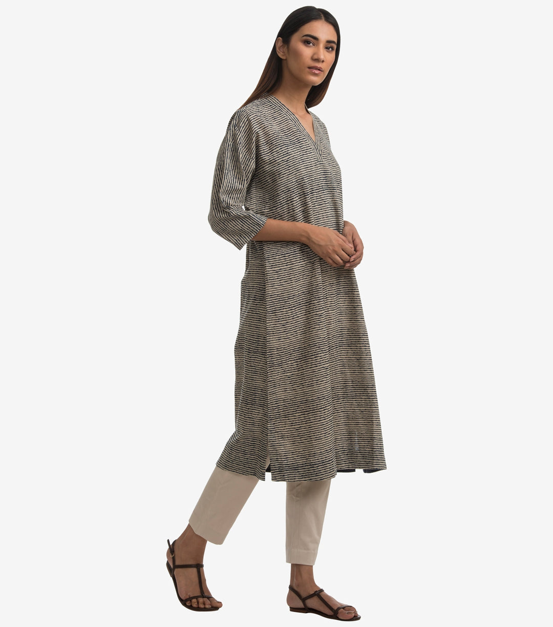 Printed khadi Kurta