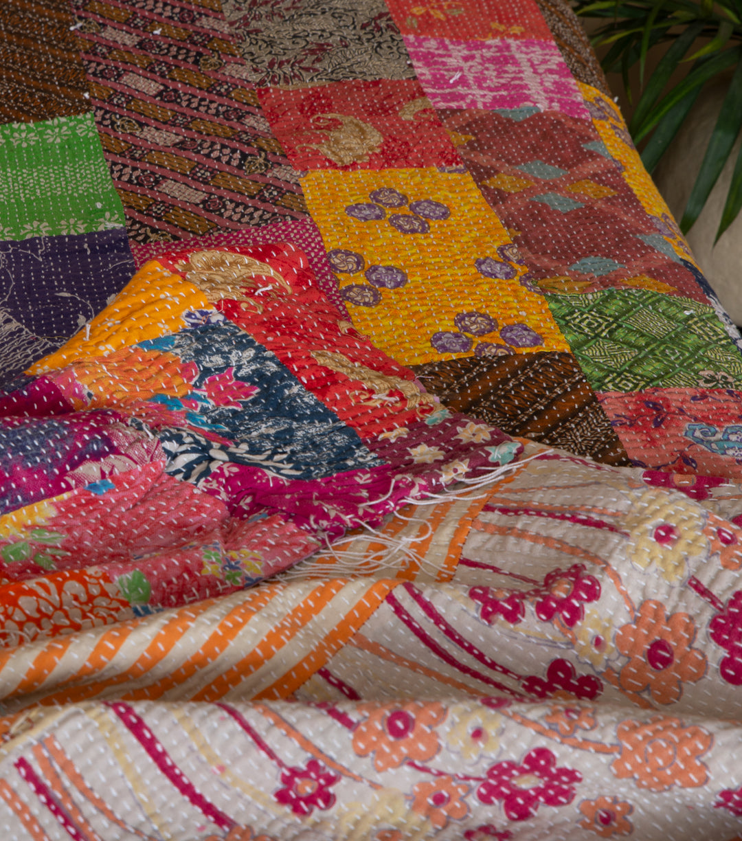 Multicolor Kantha Cotton Bedcover