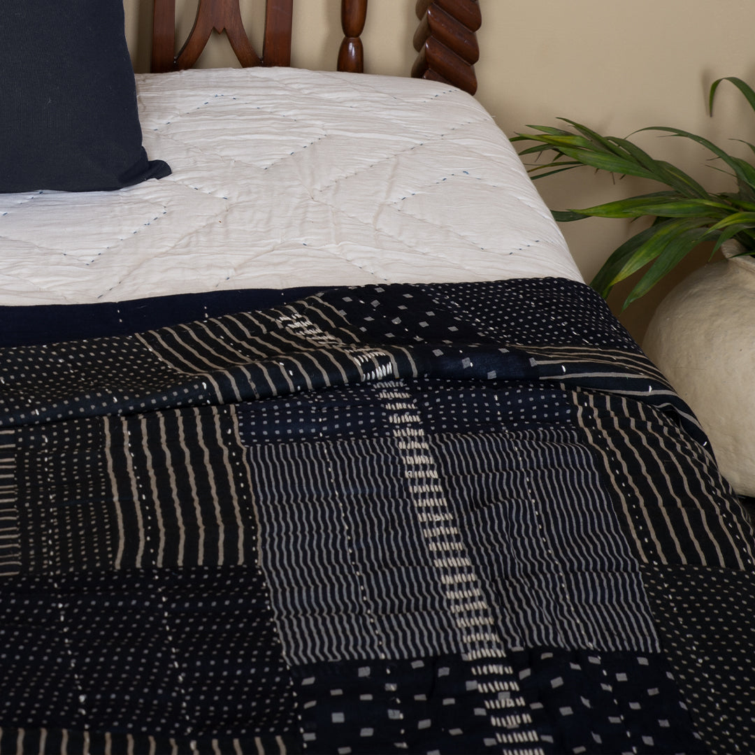 Navy Blue Printed Cotton Quilt