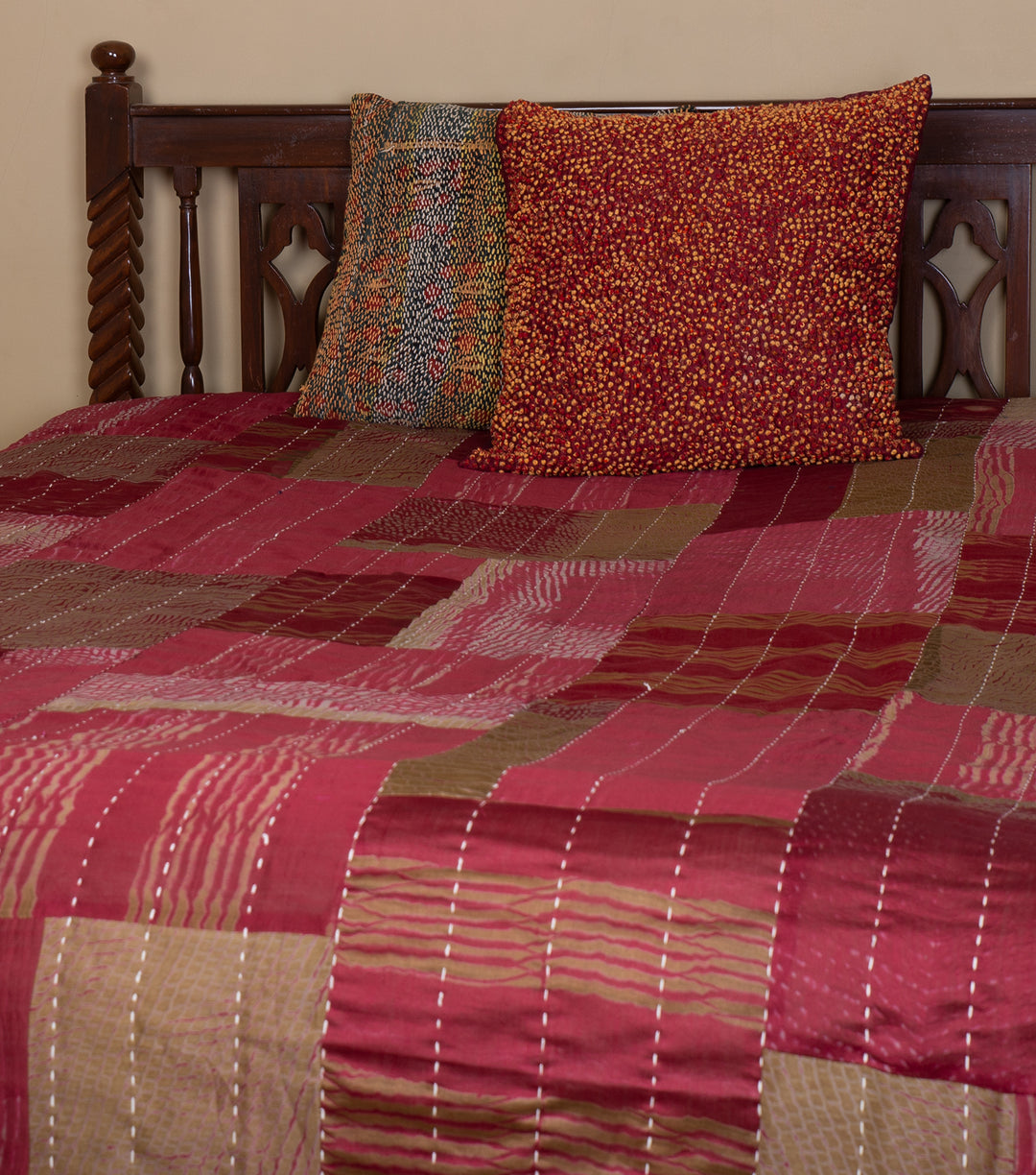 Maroon Silk Bedcover