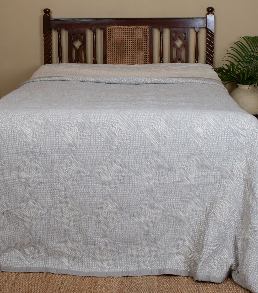 Grey Handwoven Cotton Bedcover