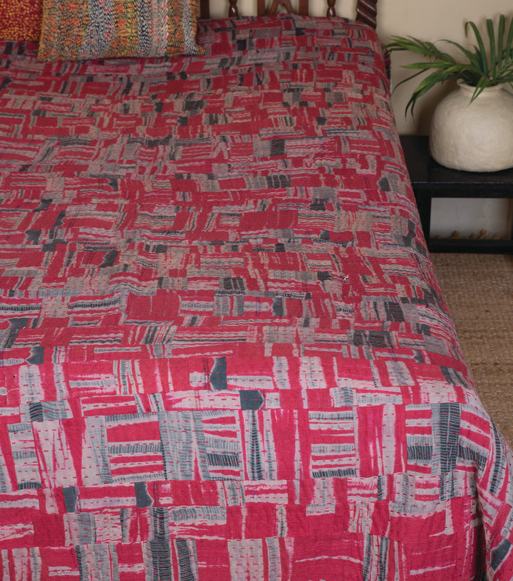 Red Khadi Bedcover