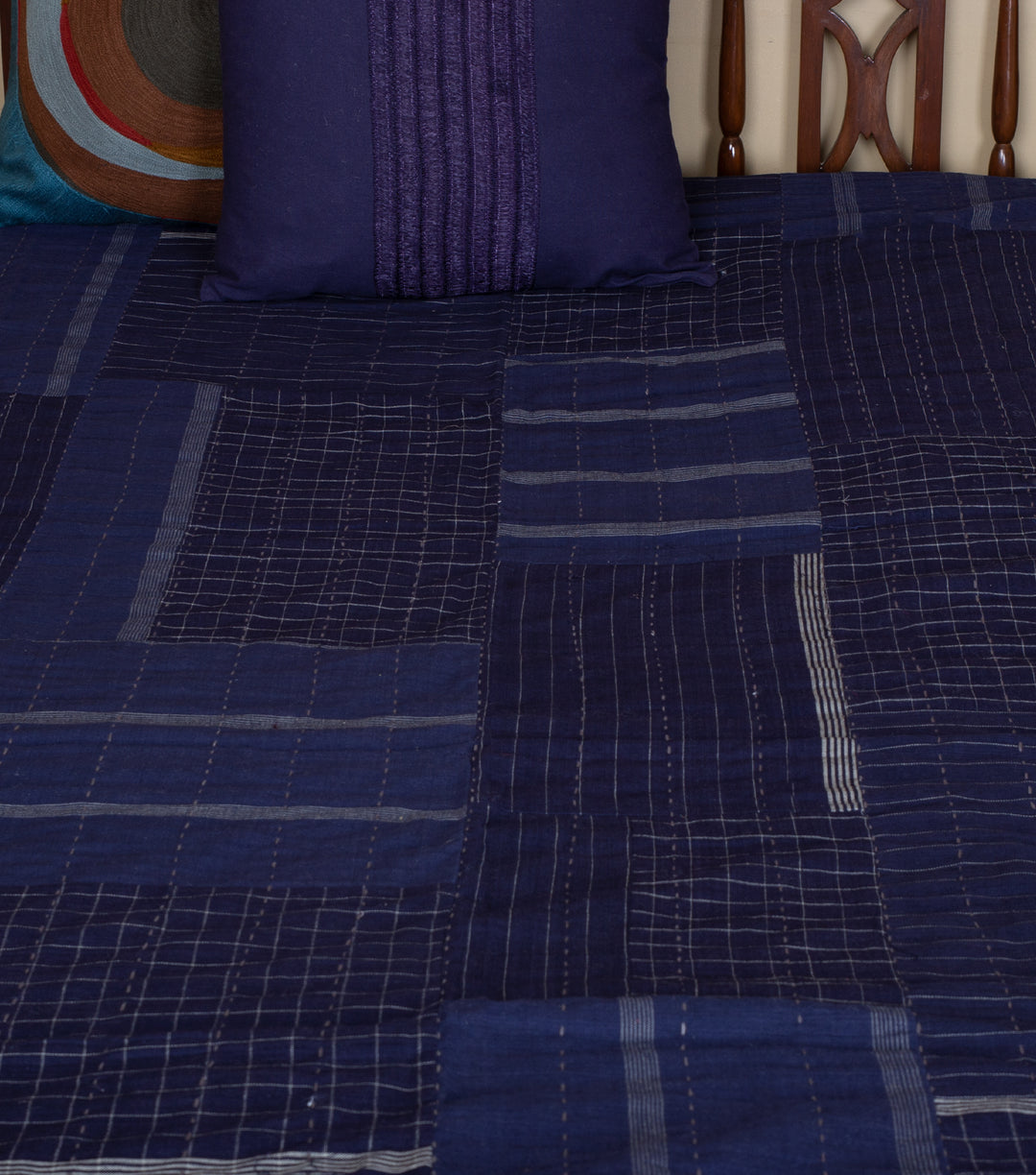 Navy Khadi Bedcover