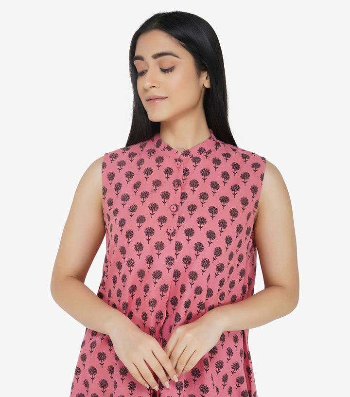 Pink printed cotton Dress