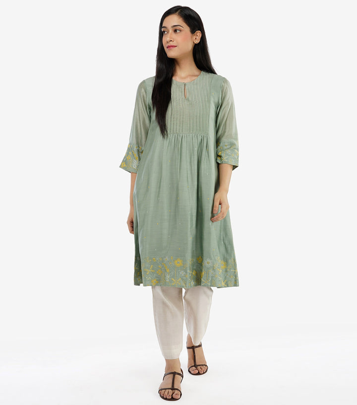 Sage Green embroidered kurta