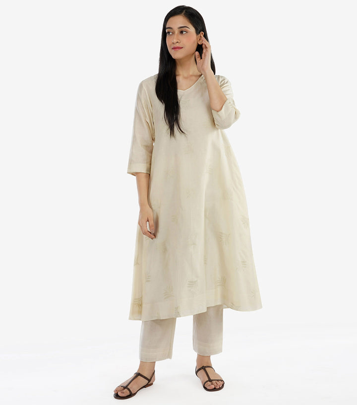 Natural Embroidered chanderi kurta