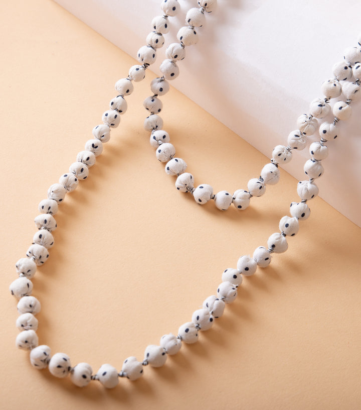 White Cotton Beaded Necklace