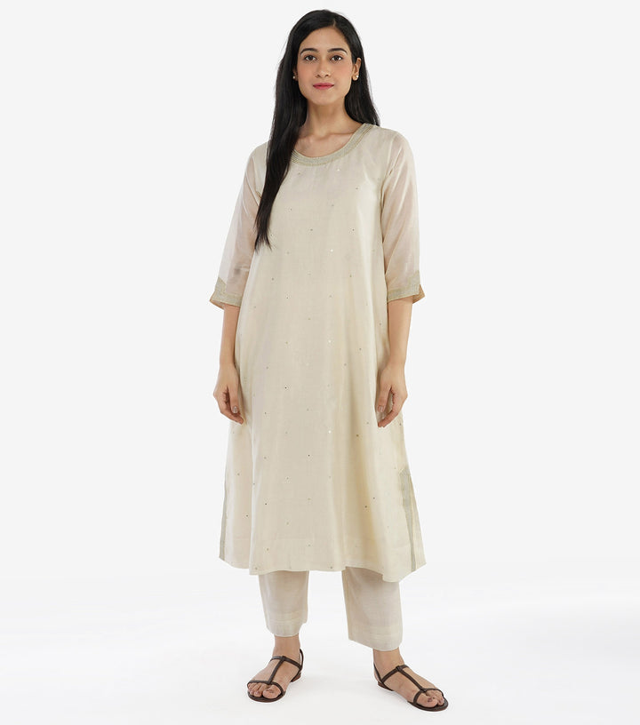 Natural flared chanderi kurta