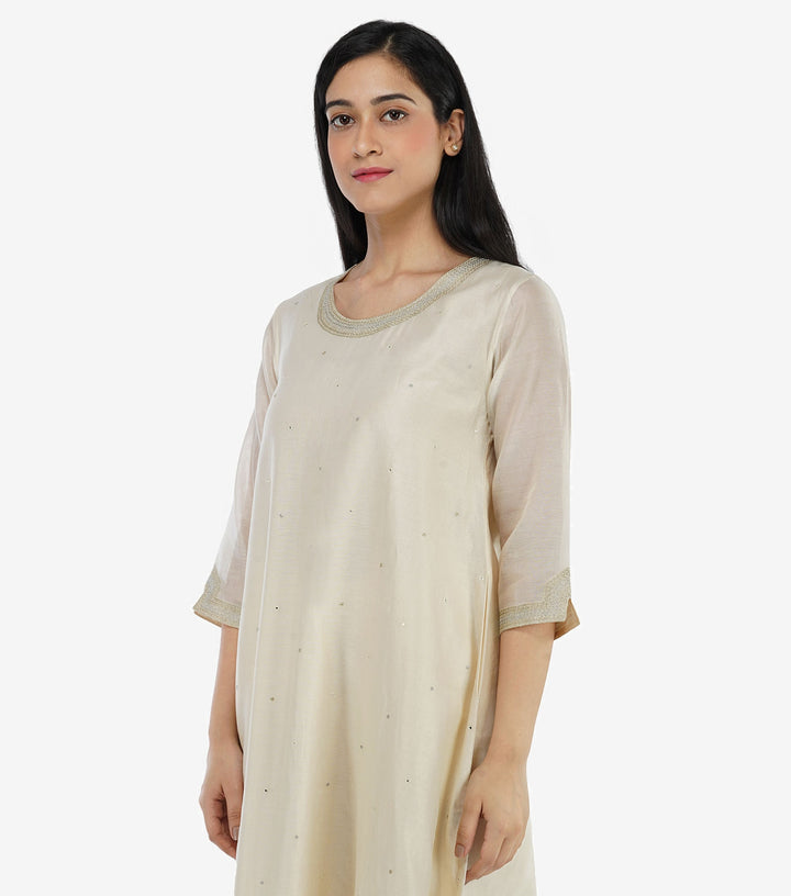 Natural flared chanderi kurta