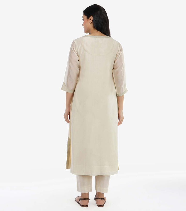 Natural flared chanderi kurta