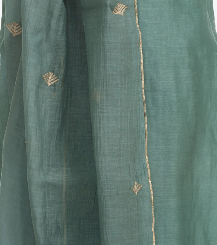 Green zari embroidered dupatta