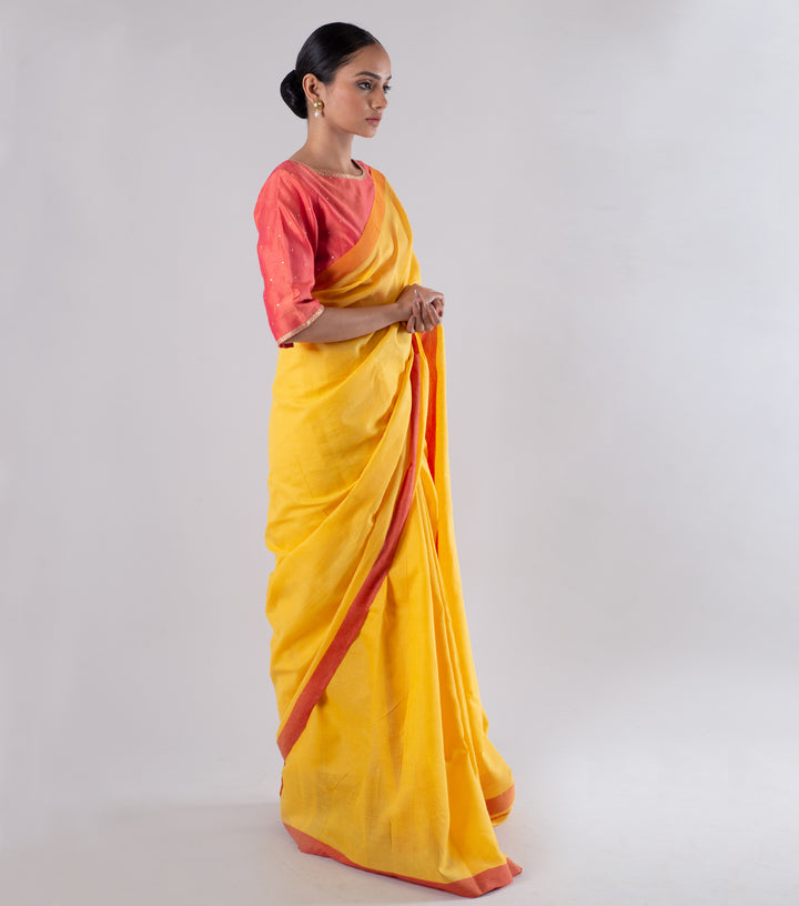 Yellow Handwoven Cotton Saree