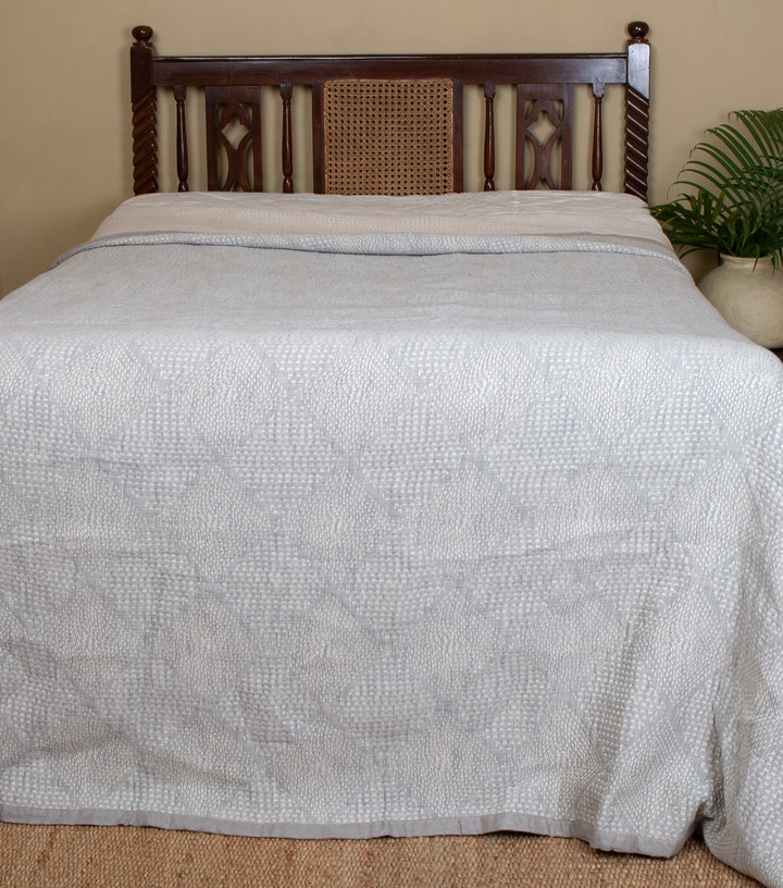 Grey Handwoven Cotton Bedcover