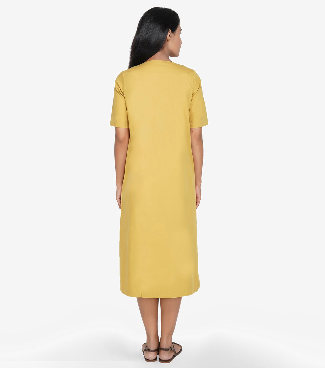 Mustard Cotton Poplin Solid dress