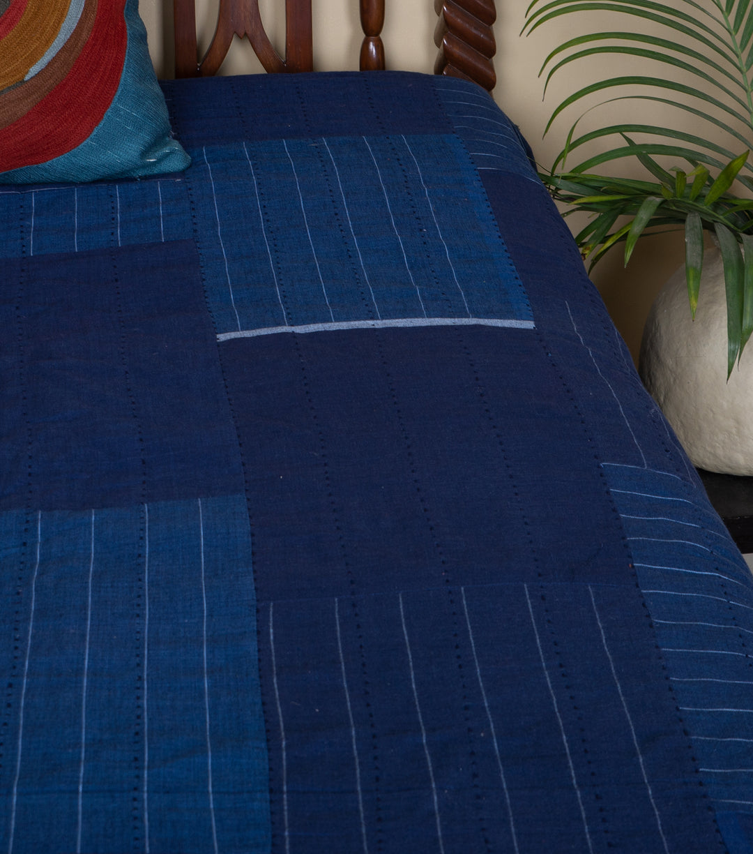 Navy Khadi Bedcover