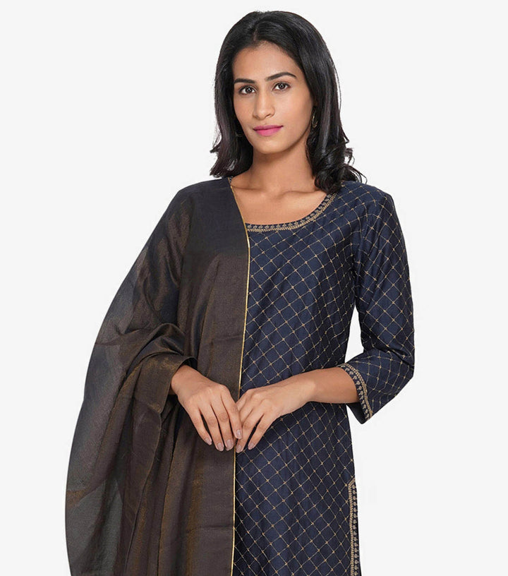 Navy tissue dupatta