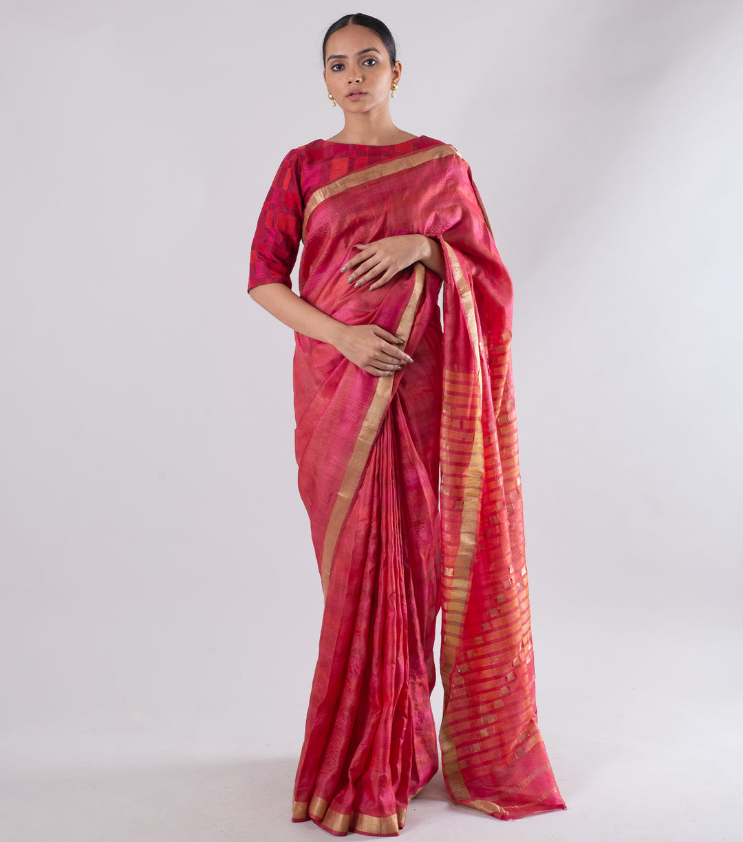 Hot Pink Handwoven Silk Saree