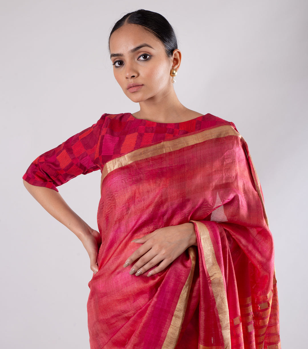 Hot Pink Handwoven Silk Saree