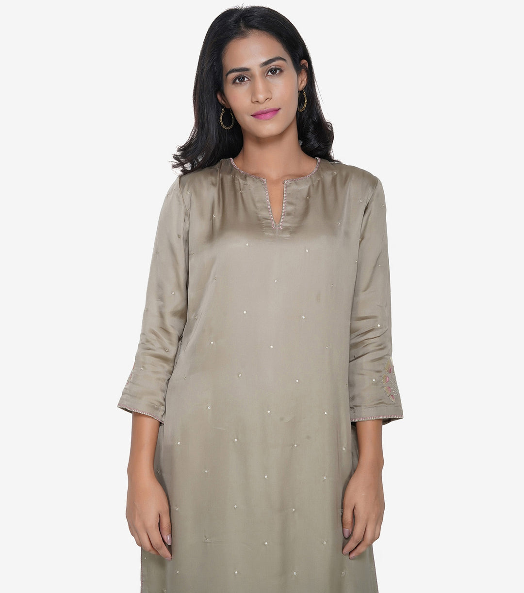 Beige Silk Kurta & Pants Set