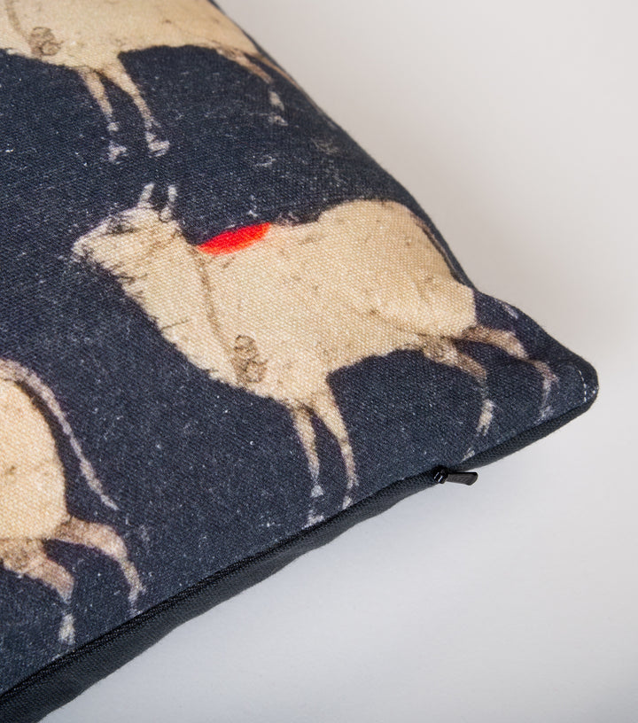 Black Cow Printed Cotton Cushion Cover