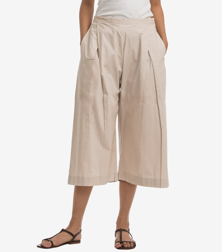 Cream cotton poplin cropped Pant