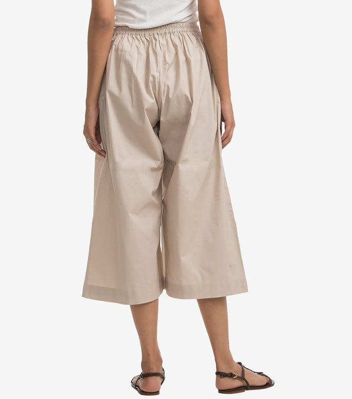 Cream cotton poplin cropped Pant